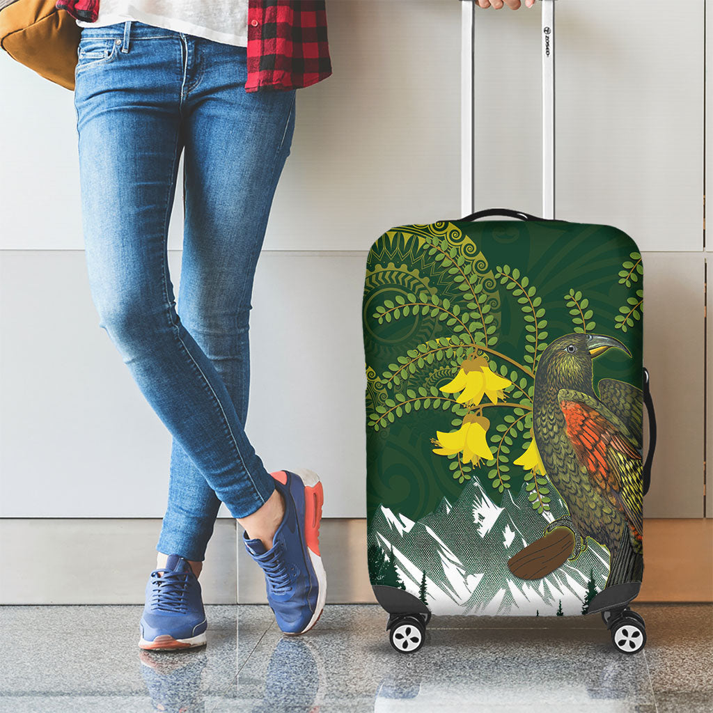 Kea Bird Kowhai New Zealand Luggage Cover Mountain Landscape Maori Art