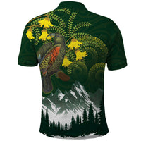 Kea Bird Kowhai New Zealand Polo Shirt Mountain Landscape Maori Art