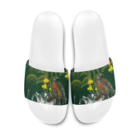 Kea Bird Kowhai New Zealand Slide Sandals Mountain Landscape Maori Art