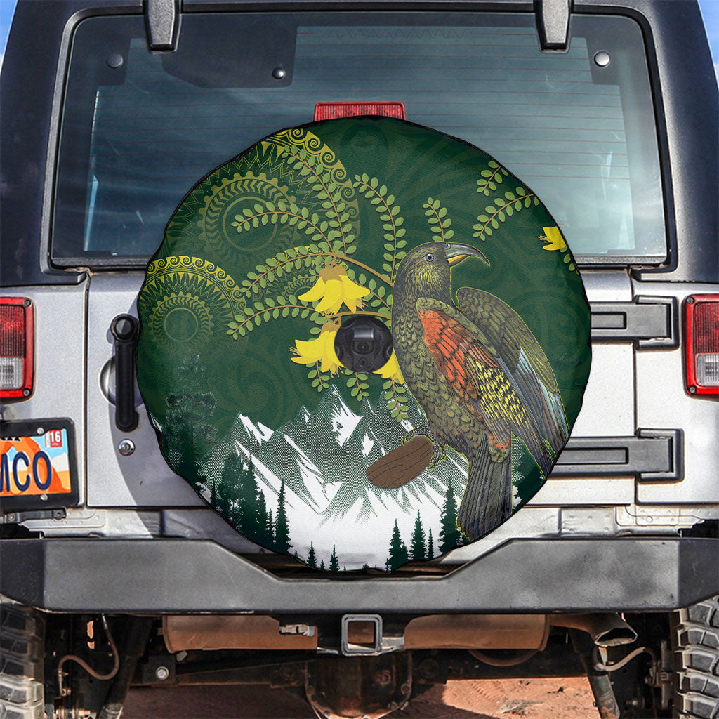 Kea Bird Kowhai New Zealand Spare Tire Cover Mountain Landscape Maori Art