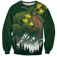 Kea Bird Kowhai New Zealand Sweatshirt Mountain Landscape Maori Art