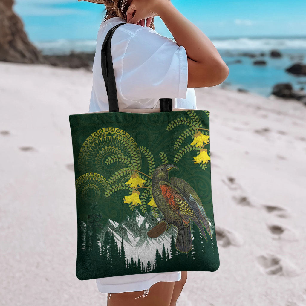 Kea Bird Kowhai New Zealand Tote Bag Mountain Landscape Maori Art