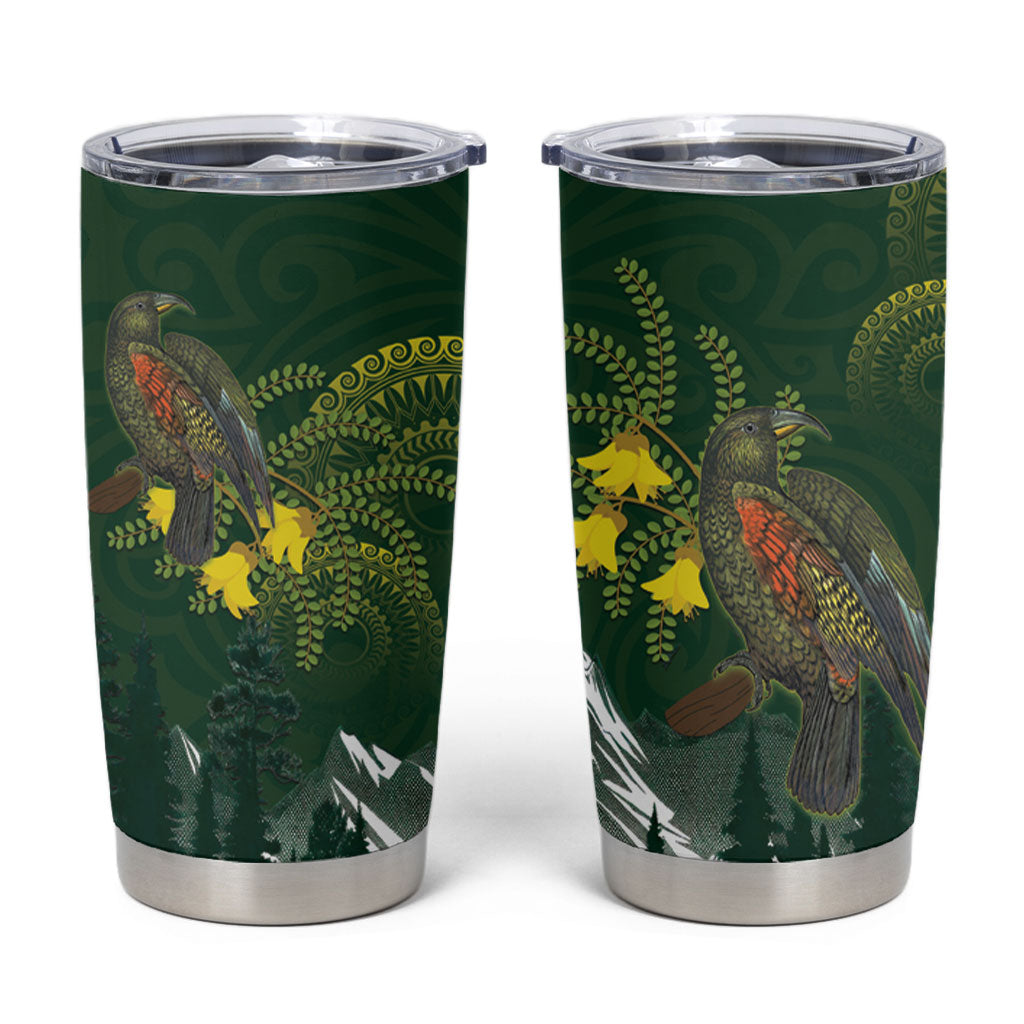 Kea Bird Kowhai New Zealand Tumbler Cup Mountain Landscape Maori Art