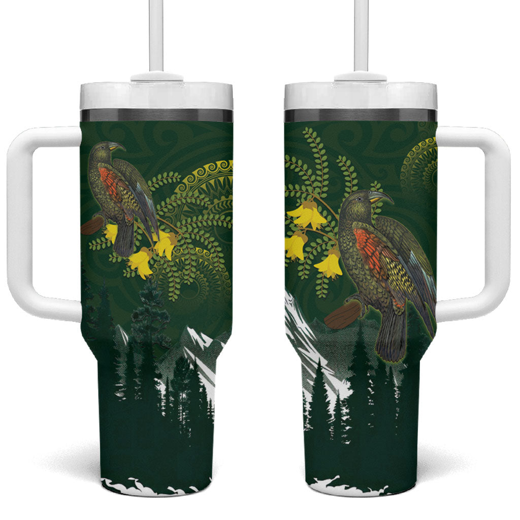 Kea Bird Kowhai New Zealand Tumbler With Handle Mountain Landscape Maori Art