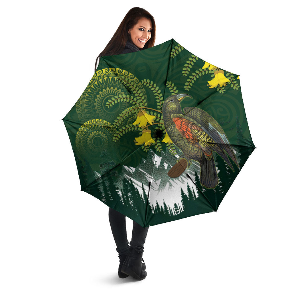 Kea Bird Kowhai New Zealand Umbrella Mountain Landscape Maori Art