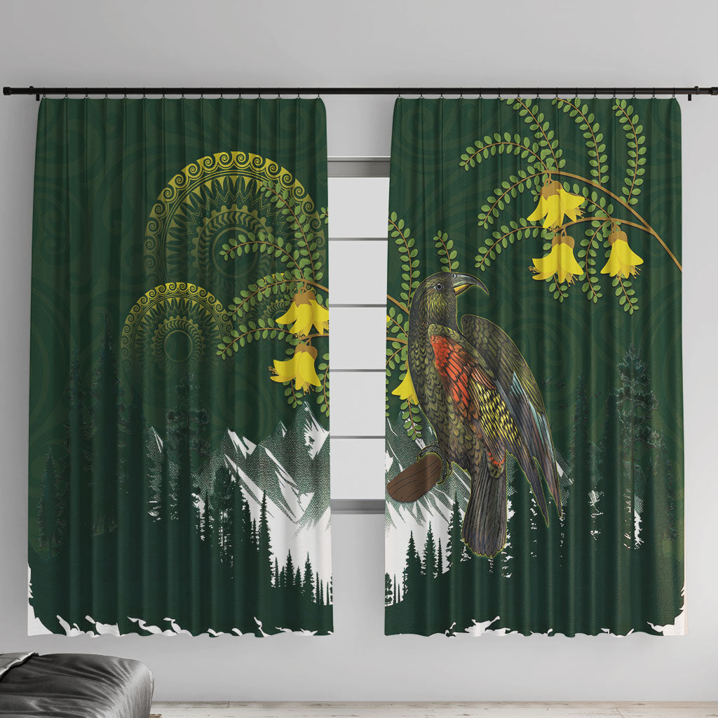 Kea Bird Kowhai New Zealand Window Curtain Mountain Landscape Maori Art