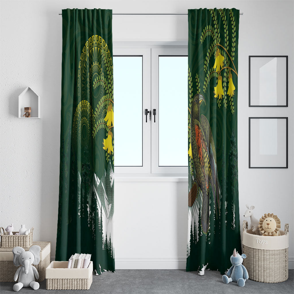 Kea Bird Kowhai New Zealand Window Curtain Mountain Landscape Maori Art