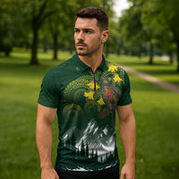 Kea Bird Kowhai New Zealand Zipper Polo Shirt Mountain Landscape Maori Art LT22 - Polynesian Pride