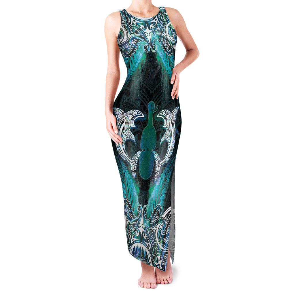 New Zealand Kotiate Weapon Family Matching Tank Maxi Dress and Hawaiian Shirt Aotearoa Mango Paua Shell Maori Pattern