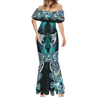 New Zealand Kotiate Weapon Mermaid Dress Aotearoa Mango Paua Shell Maori Pattern