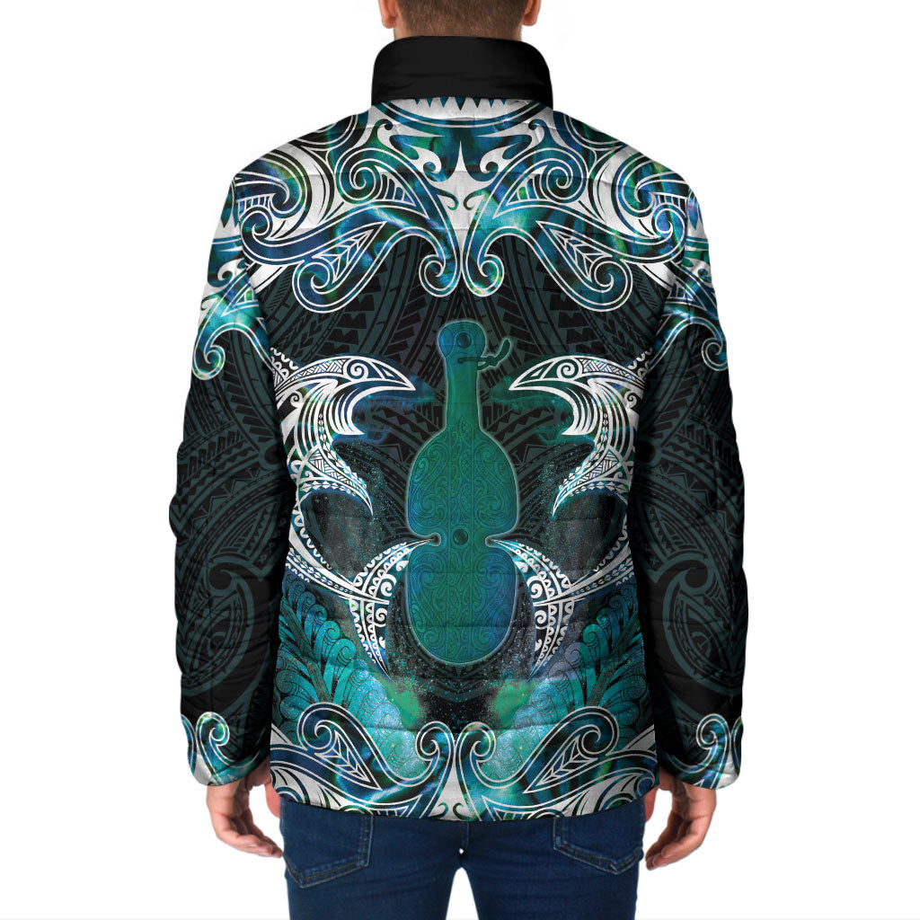 New Zealand Kotiate Weapon Padded Jacket Aotearoa Mango Paua Shell Maori Pattern