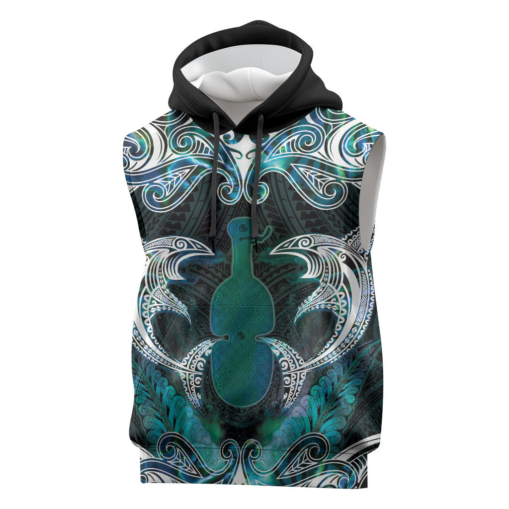 New Zealand Kotiate Weapon Sleeveless Hoodie Aotearoa Mango Paua Shell Maori Pattern