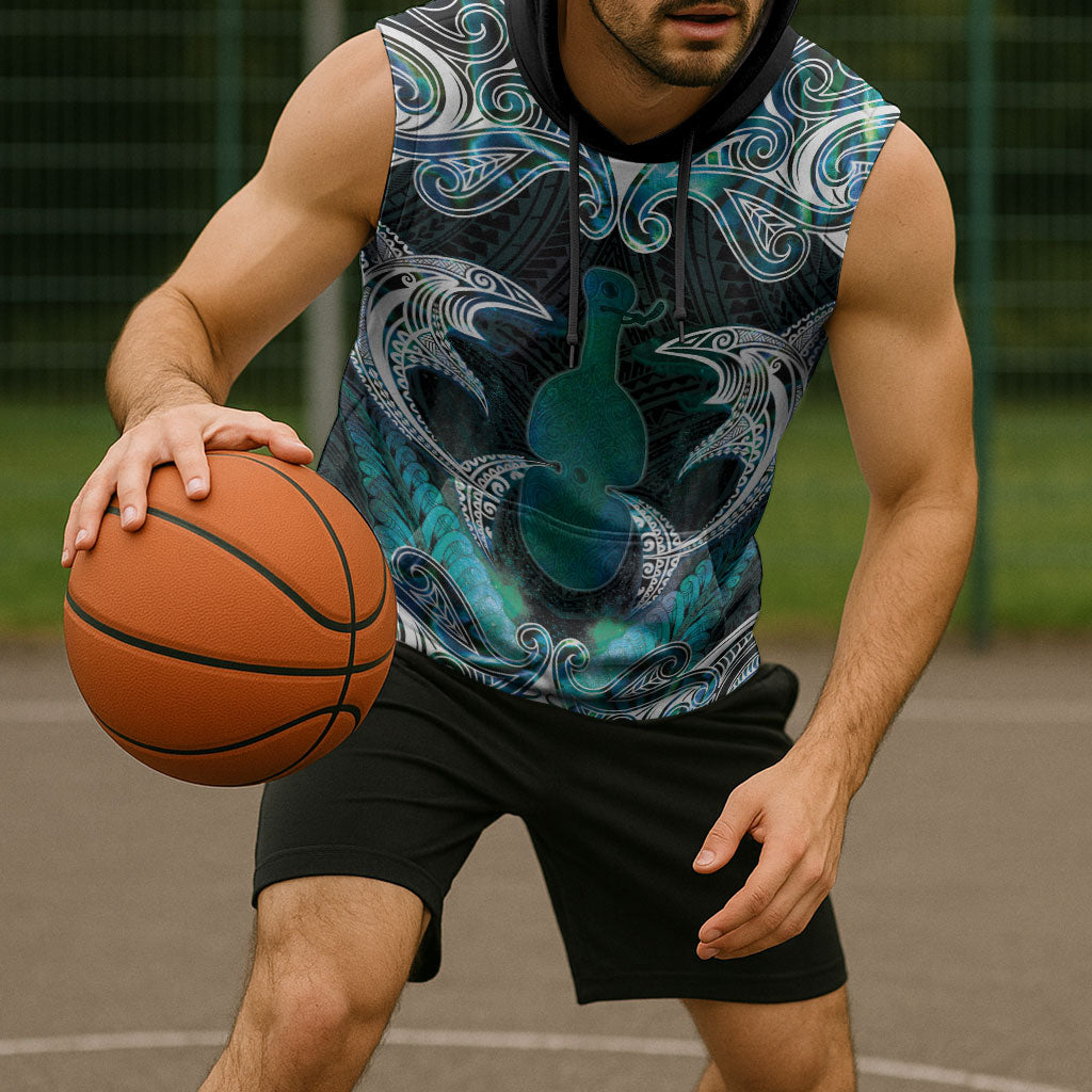 New Zealand Kotiate Weapon Sleeveless Hoodie Aotearoa Mango Paua Shell Maori Pattern