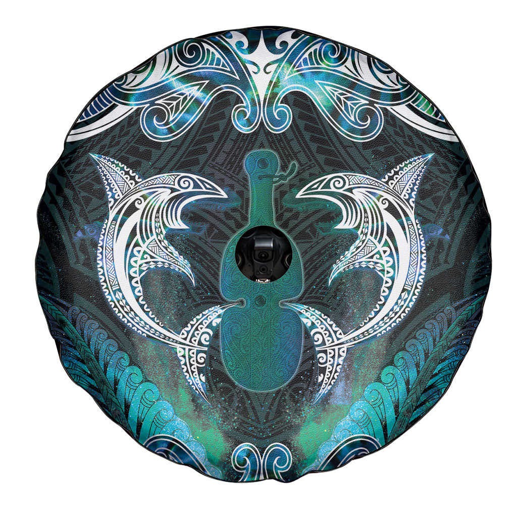 New Zealand Kotiate Weapon Spare Tire Cover Aotearoa Mango Paua Shell Maori Pattern