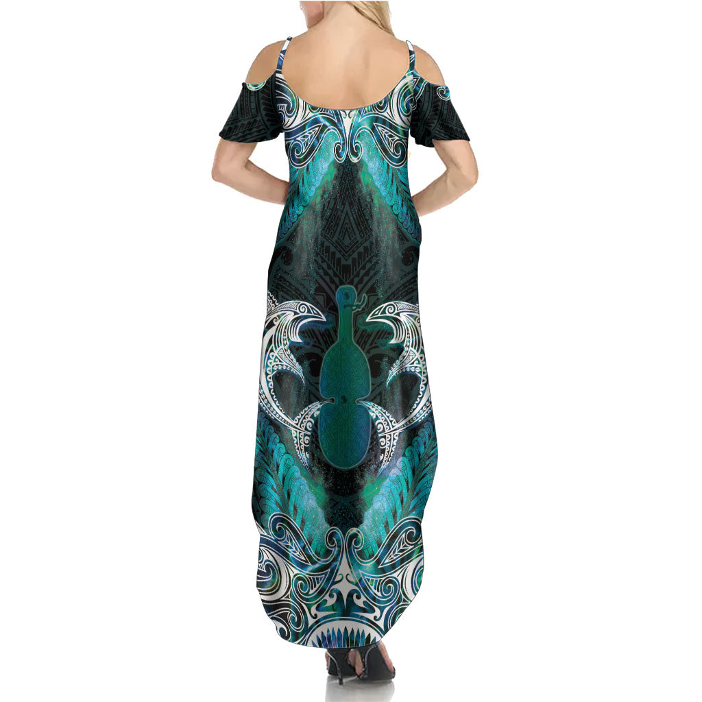 New Zealand Kotiate Weapon Summer Maxi Dress Aotearoa Mango Paua Shell Maori Pattern