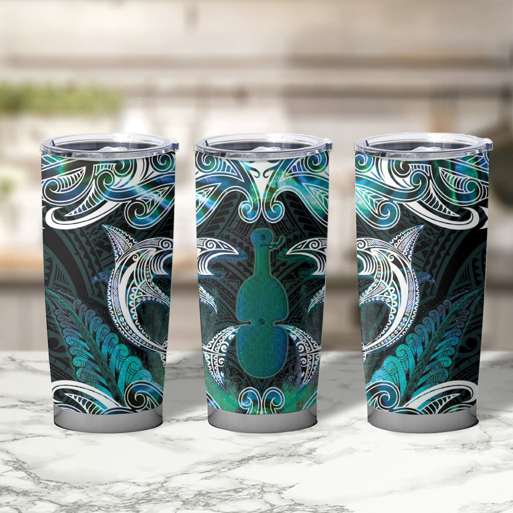 New Zealand Kotiate Weapon Tumbler Cup Aotearoa Mango Paua Shell Maori Pattern