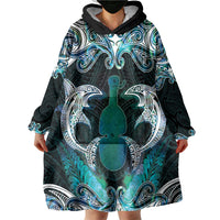 New Zealand Kotiate Weapon Wearable Blanket Hoodie Aotearoa Mango Paua Shell Maori Pattern