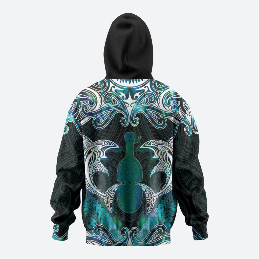 New Zealand Kotiate Weapon Zip Hoodie Aotearoa Mango Paua Shell Maori Pattern