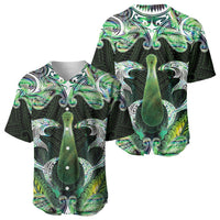 New Zealand Mere Pounamu Weapon Baseball Jersey Aotearoa Mango Paua Shell Maori Pattern