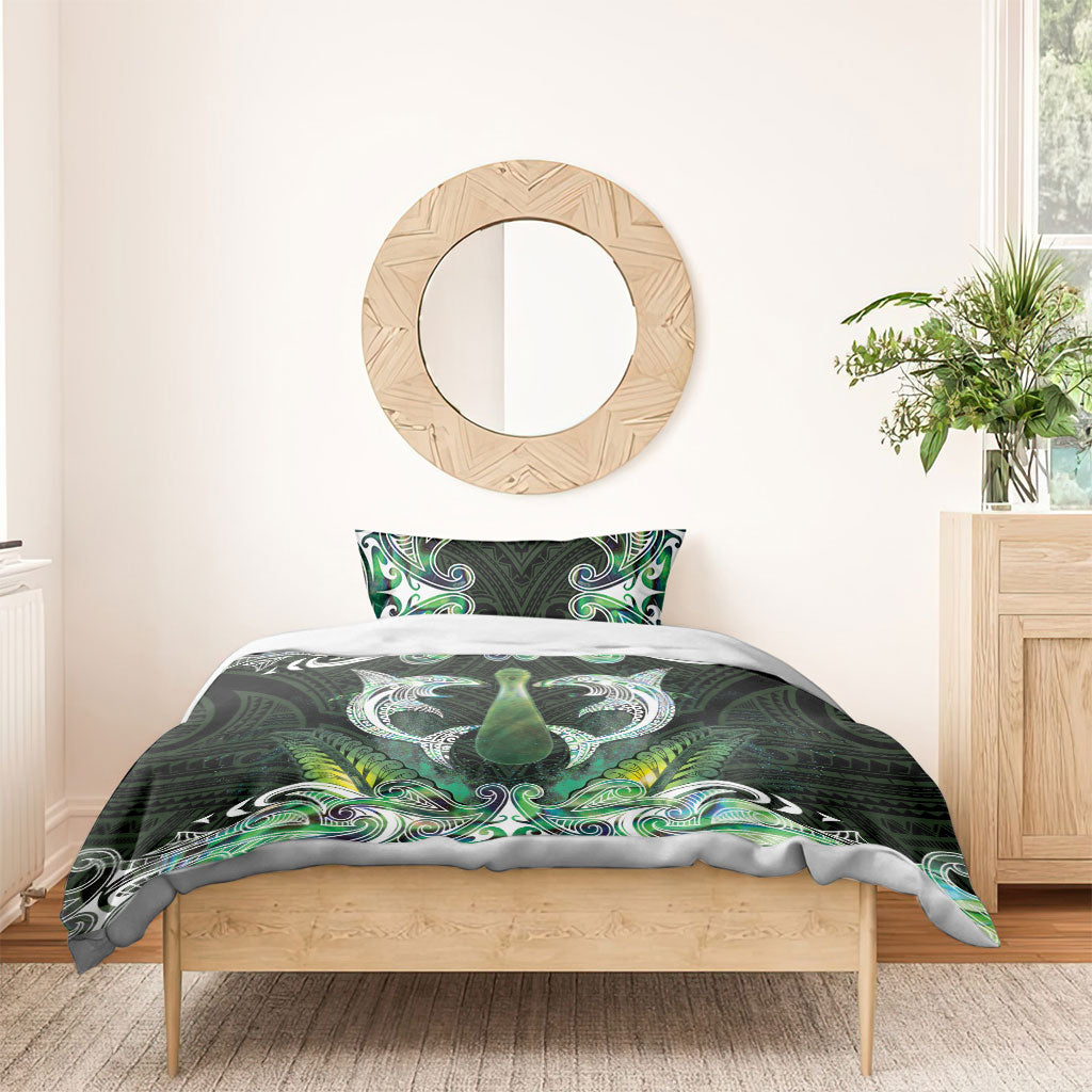 New Zealand Mere Pounamu Weapon Bedding Set Aotearoa Mango Paua Shell Maori Pattern