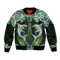 New Zealand Mere Pounamu Weapon Bomber Jacket Aotearoa Mango Paua Shell Maori Pattern