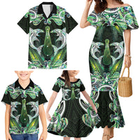New Zealand Mere Pounamu Weapon Family Matching Mermaid Dress and Hawaiian Shirt Aotearoa Mango Paua Shell Maori Pattern