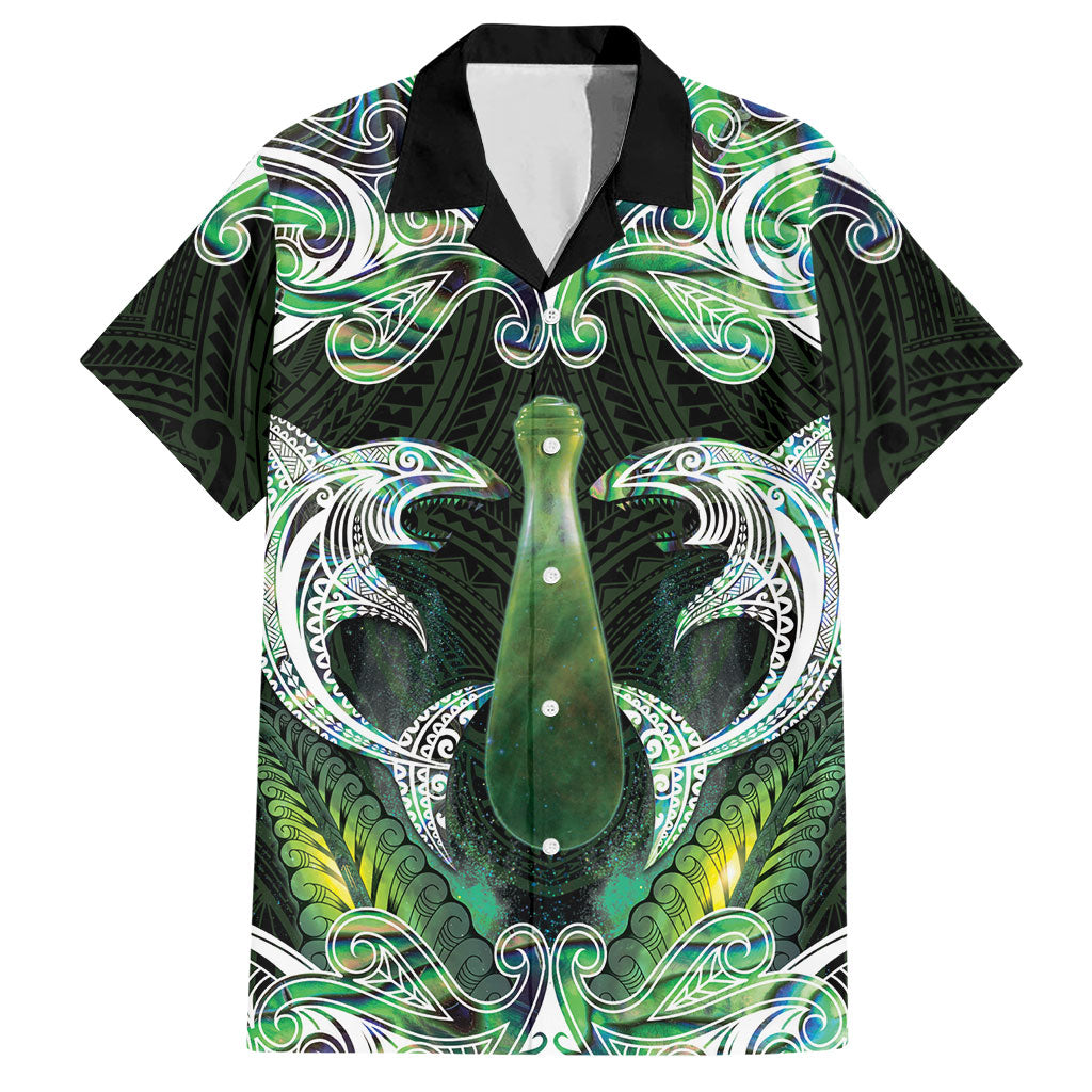 New Zealand Mere Pounamu Weapon Hawaiian Shirt Aotearoa Mango Paua Shell Maori Pattern LT22 Green - Polynesian Pride