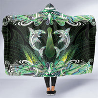 New Zealand Mere Pounamu Weapon Hooded Blanket Aotearoa Mango Paua Shell Maori Pattern