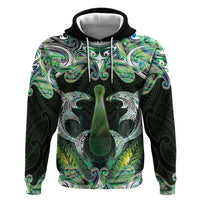 New Zealand Mere Pounamu Weapon Hoodie Aotearoa Mango Paua Shell Maori Pattern