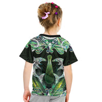 New Zealand Mere Pounamu Weapon Kid T Shirt Aotearoa Mango Paua Shell Maori Pattern