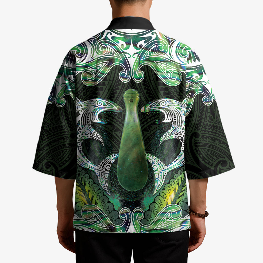 New Zealand Mere Pounamu Weapon Kimono Aotearoa Mango Paua Shell Maori Pattern