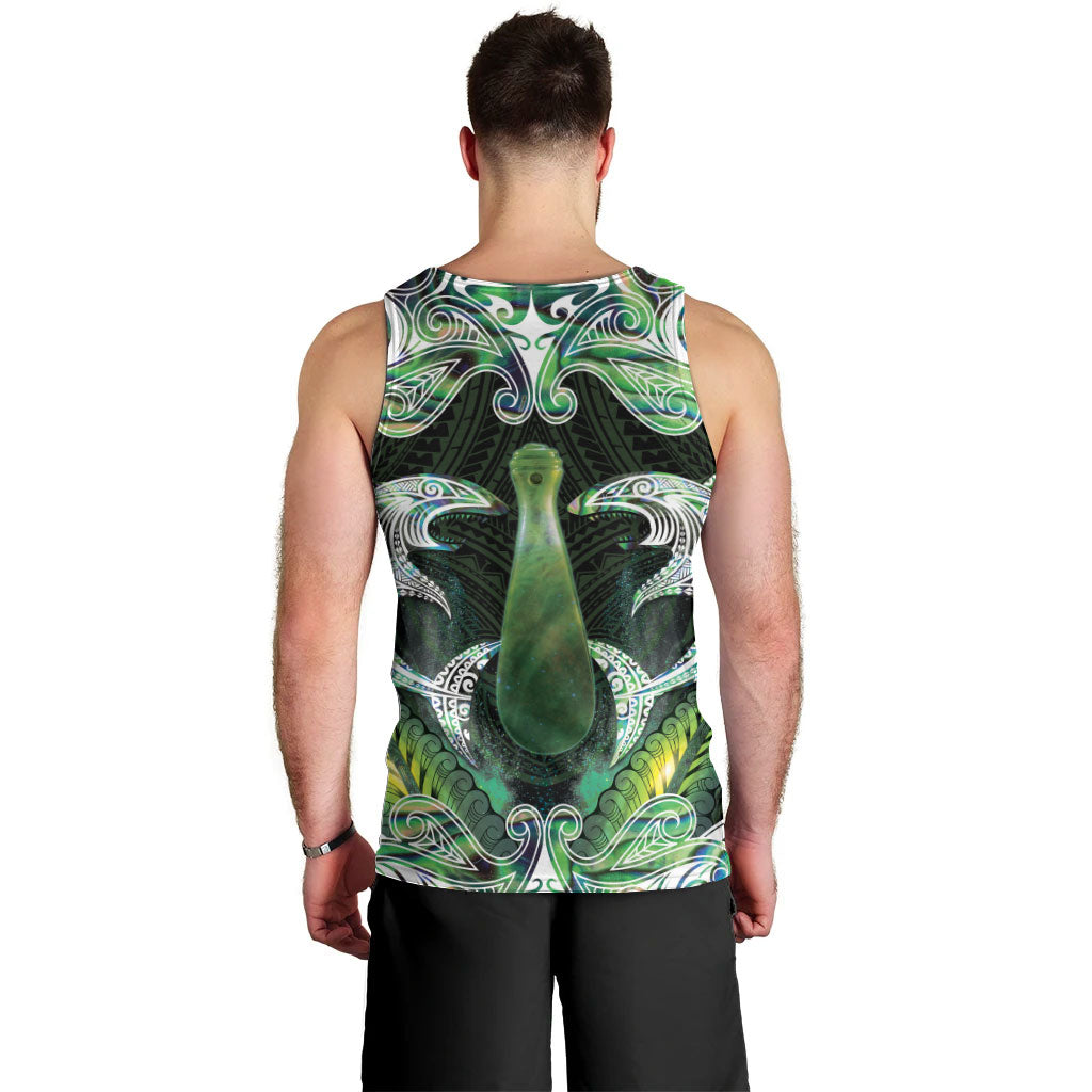 New Zealand Mere Pounamu Weapon Men Tank Top Aotearoa Mango Paua Shell Maori Pattern