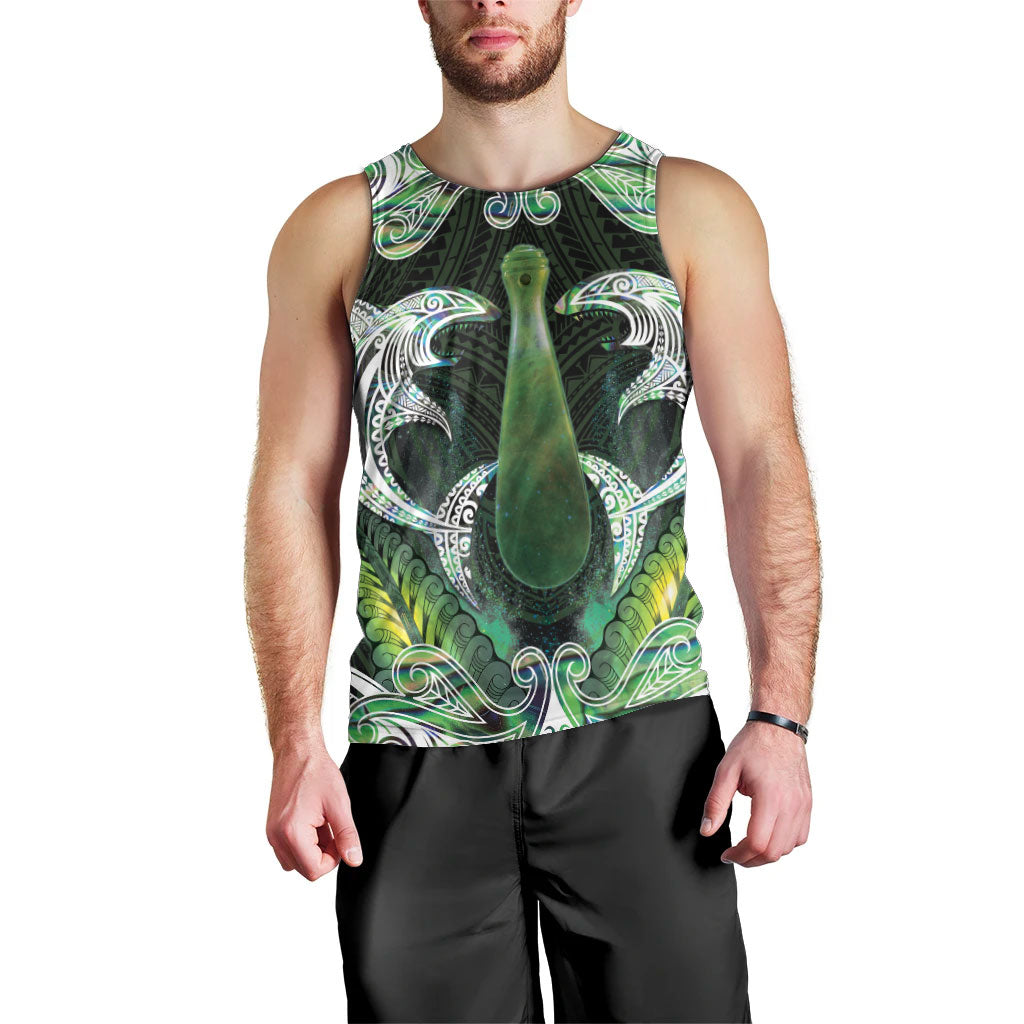 New Zealand Mere Pounamu Weapon Men Tank Top Aotearoa Mango Paua Shell Maori Pattern