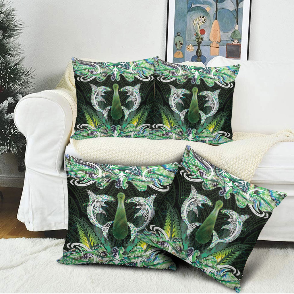 New Zealand Mere Pounamu Weapon Pillow Cover Aotearoa Mango Paua Shell Maori Pattern