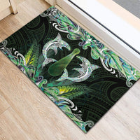 New Zealand Mere Pounamu Weapon Rubber Doormat Aotearoa Mango Paua Shell Maori Pattern