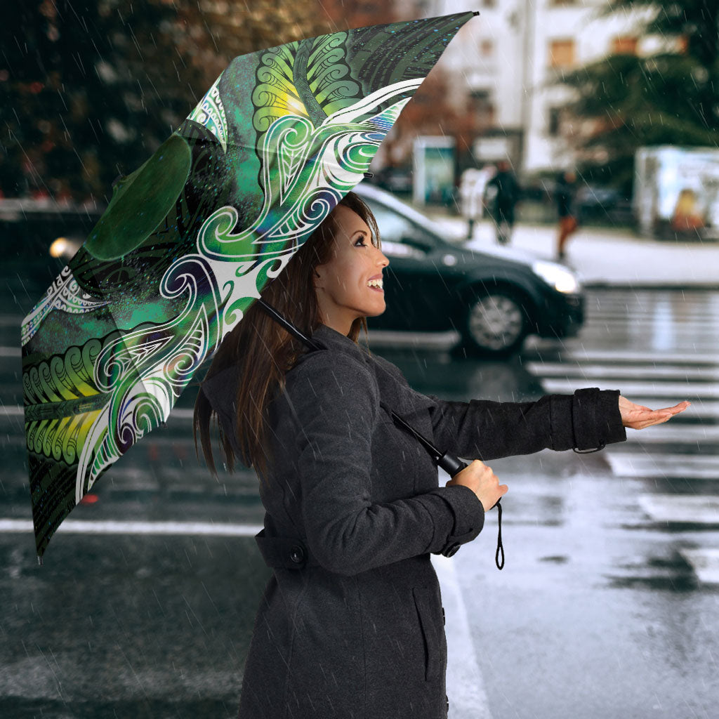 New Zealand Mere Pounamu Weapon Umbrella Aotearoa Mango Paua Shell Maori Pattern