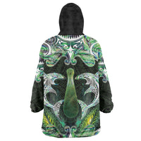 New Zealand Mere Pounamu Weapon Wearable Blanket Hoodie Aotearoa Mango Paua Shell Maori Pattern