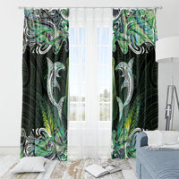 New Zealand Mere Pounamu Weapon Window Curtain Aotearoa Mango Paua Shell Maori Pattern