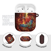 New Zealand Kea Bird Matariki Personalised AirPods Case Silver Fern Maori Pattern