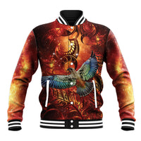 New Zealand Kea Bird Matariki Personalised Baseball Jacket Silver Fern Maori Pattern