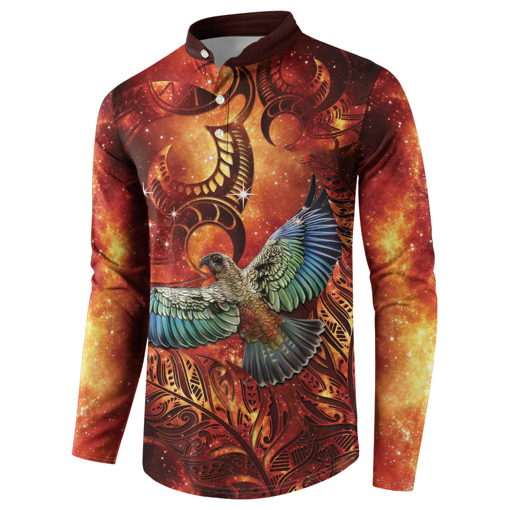New Zealand Kea Bird Matariki Personalised Button Sweatshirt Silver Fern Maori Pattern