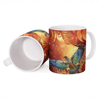 New Zealand Kea Bird Matariki Personalised Ceramic Mug Silver Fern Maori Pattern