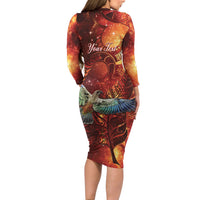 New Zealand Kea Bird Matariki Personalised Family Matching Long Sleeve Bodycon Dress and Hawaiian Shirt Silver Fern Maori Pattern LT22 - Polynesian Pride