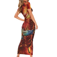 New Zealand Kea Bird Matariki Personalised Family Matching Short Sleeve Bodycon Dress and Hawaiian Shirt Silver Fern Maori Pattern LT22 - Polynesian Pride