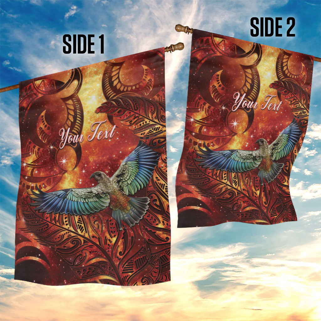 New Zealand Kea Bird Matariki Personalised Garden Flag Silver Fern Maori Pattern