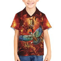 New Zealand Kea Bird Matariki Personalised Hawaiian Shirt Silver Fern Maori Pattern