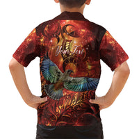 New Zealand Kea Bird Matariki Personalised Kid Hawaiian Shirt Silver Fern Maori Pattern