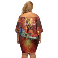 New Zealand Kea Bird Matariki Personalised Off Shoulder Short Dress Silver Fern Maori Pattern
