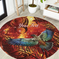 New Zealand Kea Bird Matariki Personalised Round Carpet Silver Fern Maori Pattern
