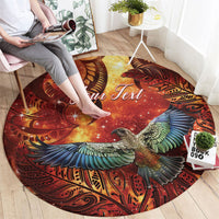 New Zealand Kea Bird Matariki Personalised Round Carpet Silver Fern Maori Pattern